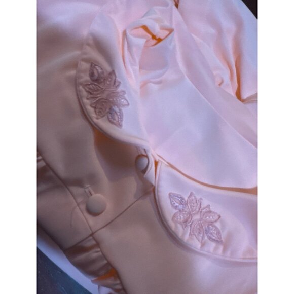 Vintage Loraine Lingerie Large Light Pink Button-Down Nightgown Floral Embroider - Picture 9 of 11